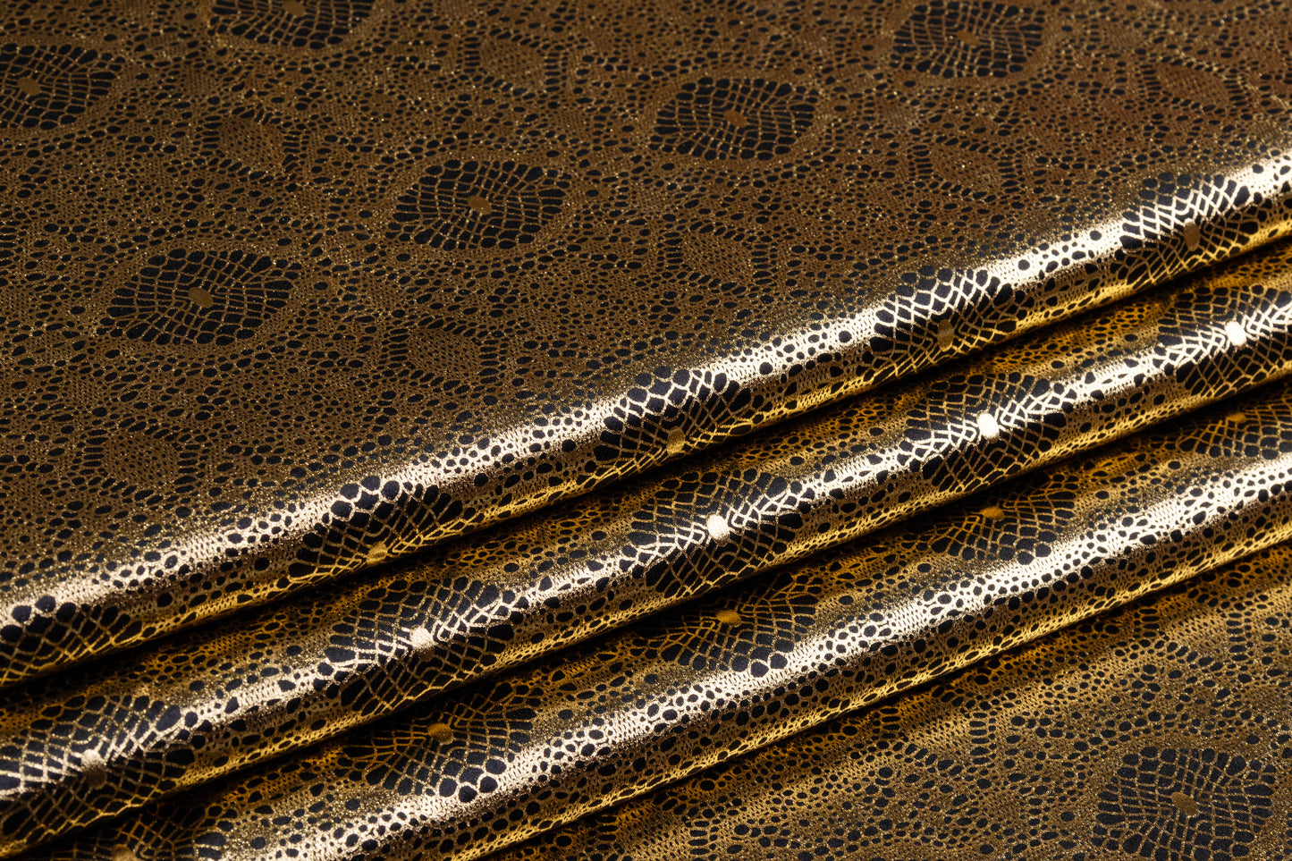 Laminated Italian Silk Charmeuse - Champagne Gold / Black