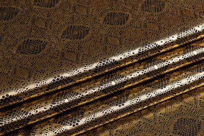 Laminated Italian Silk Charmeuse - Champagne Gold / Black