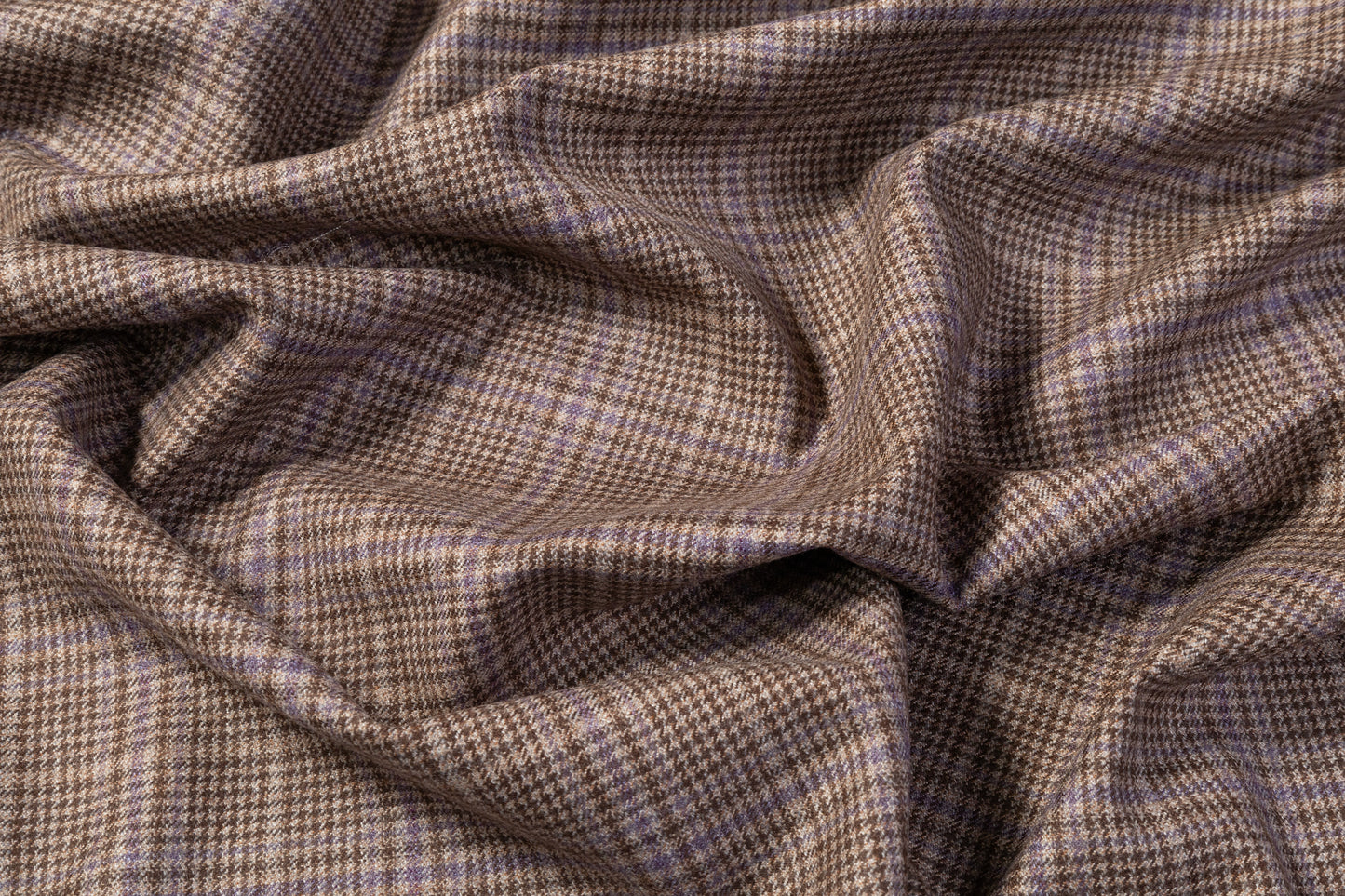 Checked Italian Wool Suiting - Brown / Purple