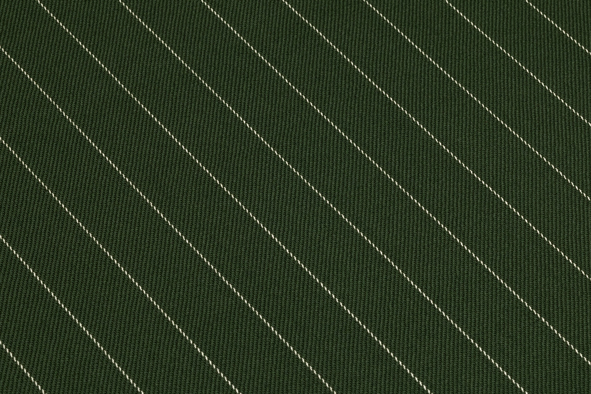 Pin Striped Italian Stretch Wool Suiting - Green