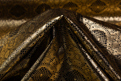 Laminated Italian Silk Charmeuse - Champagne Gold / Black