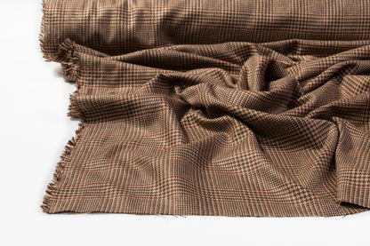 Glen Check Italian Silk Wool Suiting - Brown