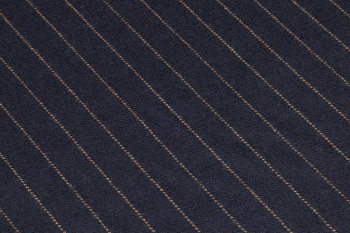 Striped Italian Wool Flannel Suiting - Navy / Camel