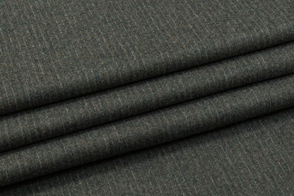 Two-Tone Striped Italian Wool Suiting - Hunter Green / Taupe