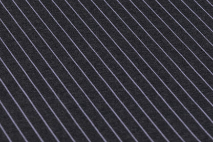 Reda - Pin Striped Super 130s Wool Cashmere Suiting - Charcoal Gray / Lavender