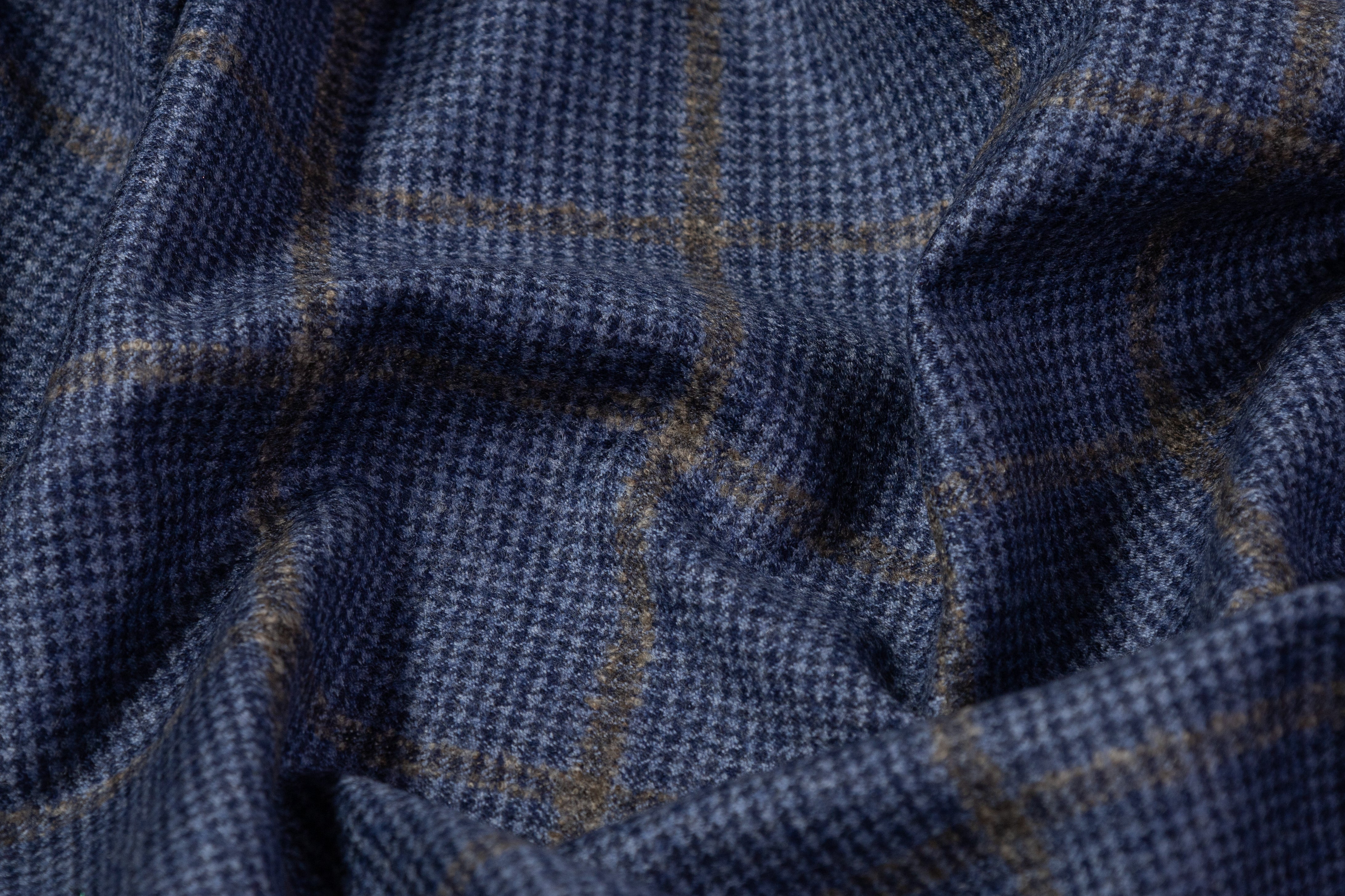 Tallia di Delfino - Checked Italian Super 130s Wool Flannel - Blue / Gray