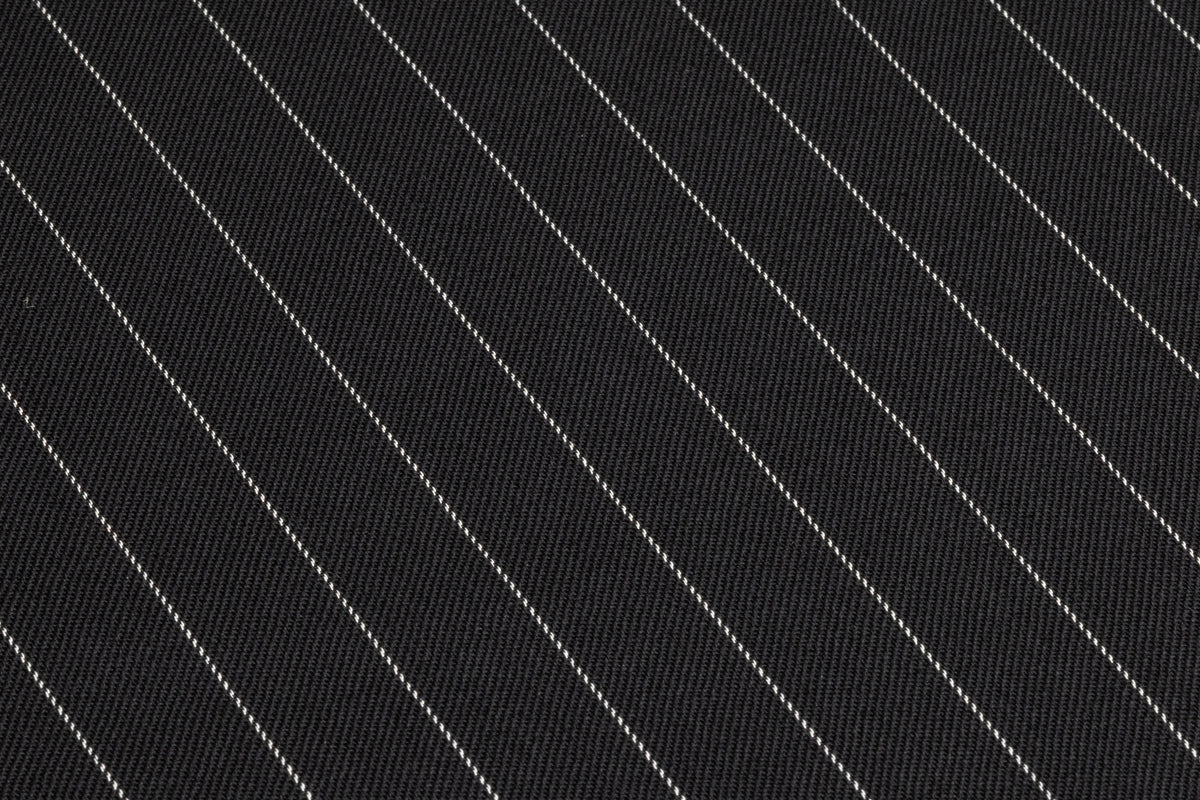 Pin Striped Italian Stretch Wool Suiting - Black / White