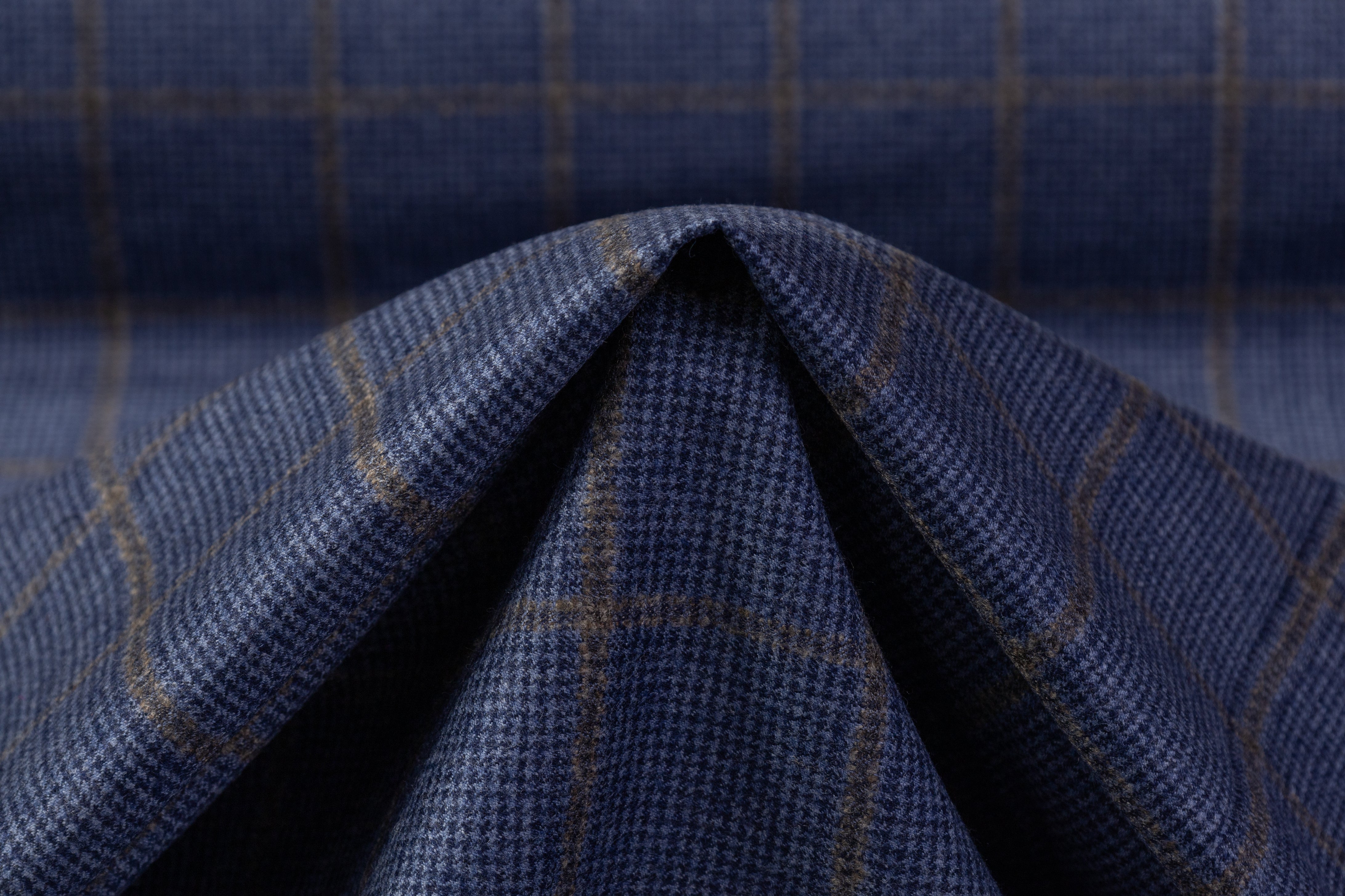 Tallia di Delfino - Checked Italian Super 130s Wool Flannel - Blue / Gray