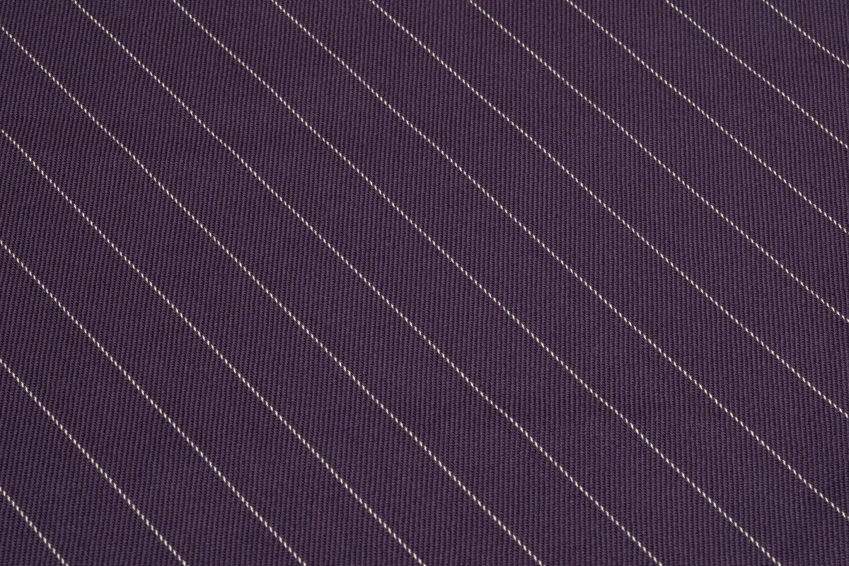 Pin Striped Italian Stretch Wool Suiting - Purple