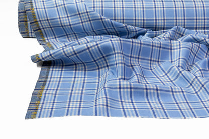 Checked Italian Wool Suiting - Blue