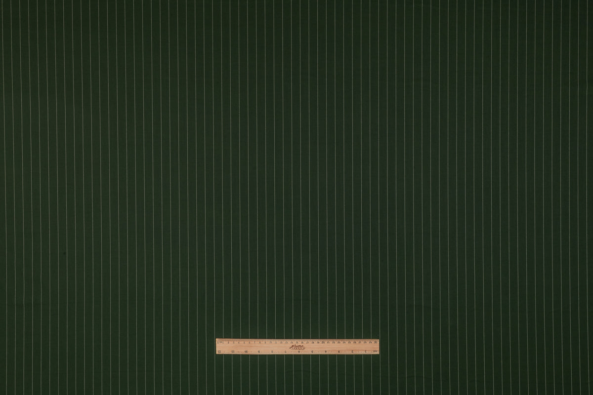 Pin Striped Italian Stretch Wool Suiting - Green
