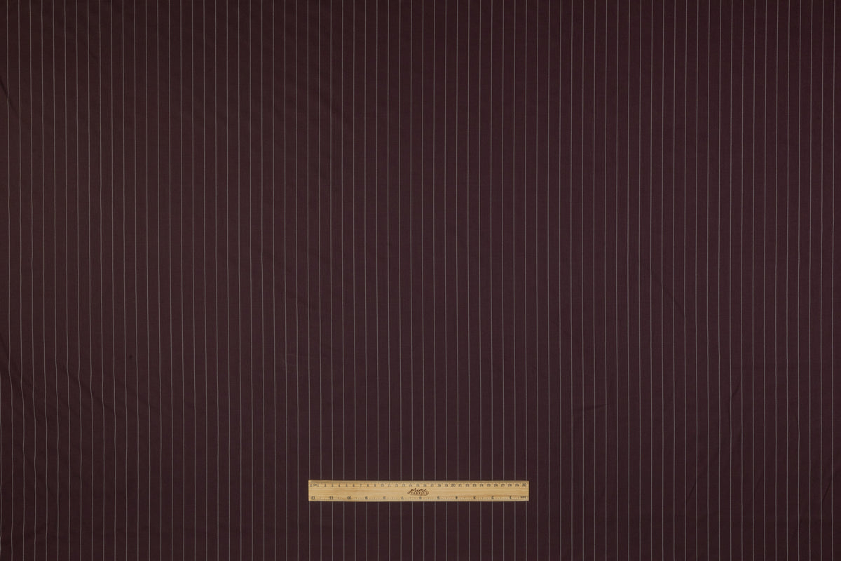 Pin Striped Italian Stretch Wool Suiting - Crater Brown