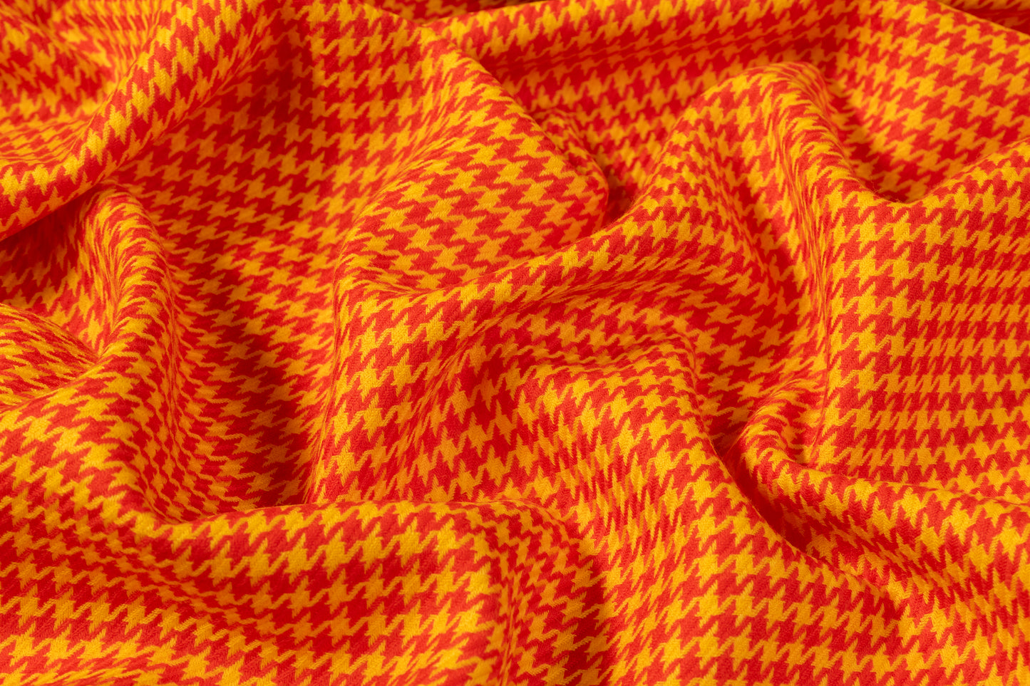Houndstooth Italian Wool Suiting - Yellow / Red