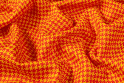 Houndstooth Italian Wool Suiting - Yellow / Red