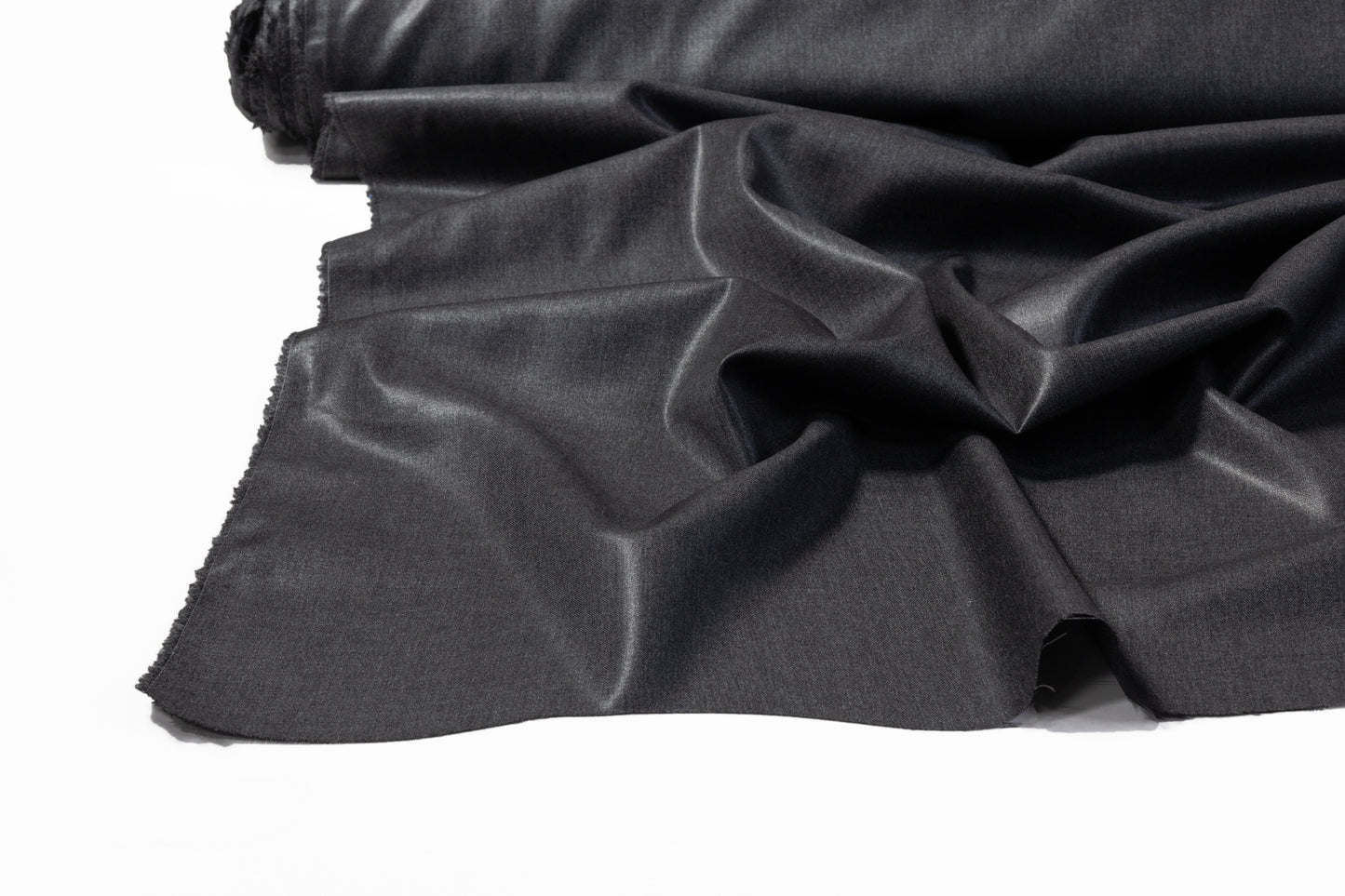 Foil Laminated Italian Wool Suiting - Charcoal Gray