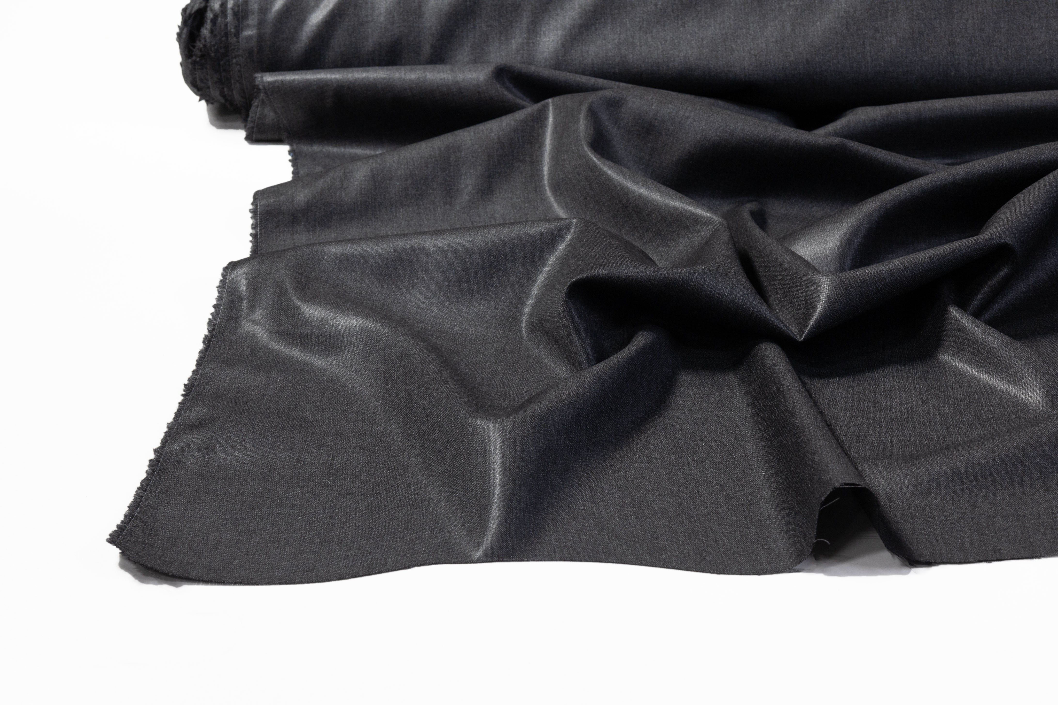 Foil Laminated Italian Wool Suiting - Charcoal Gray