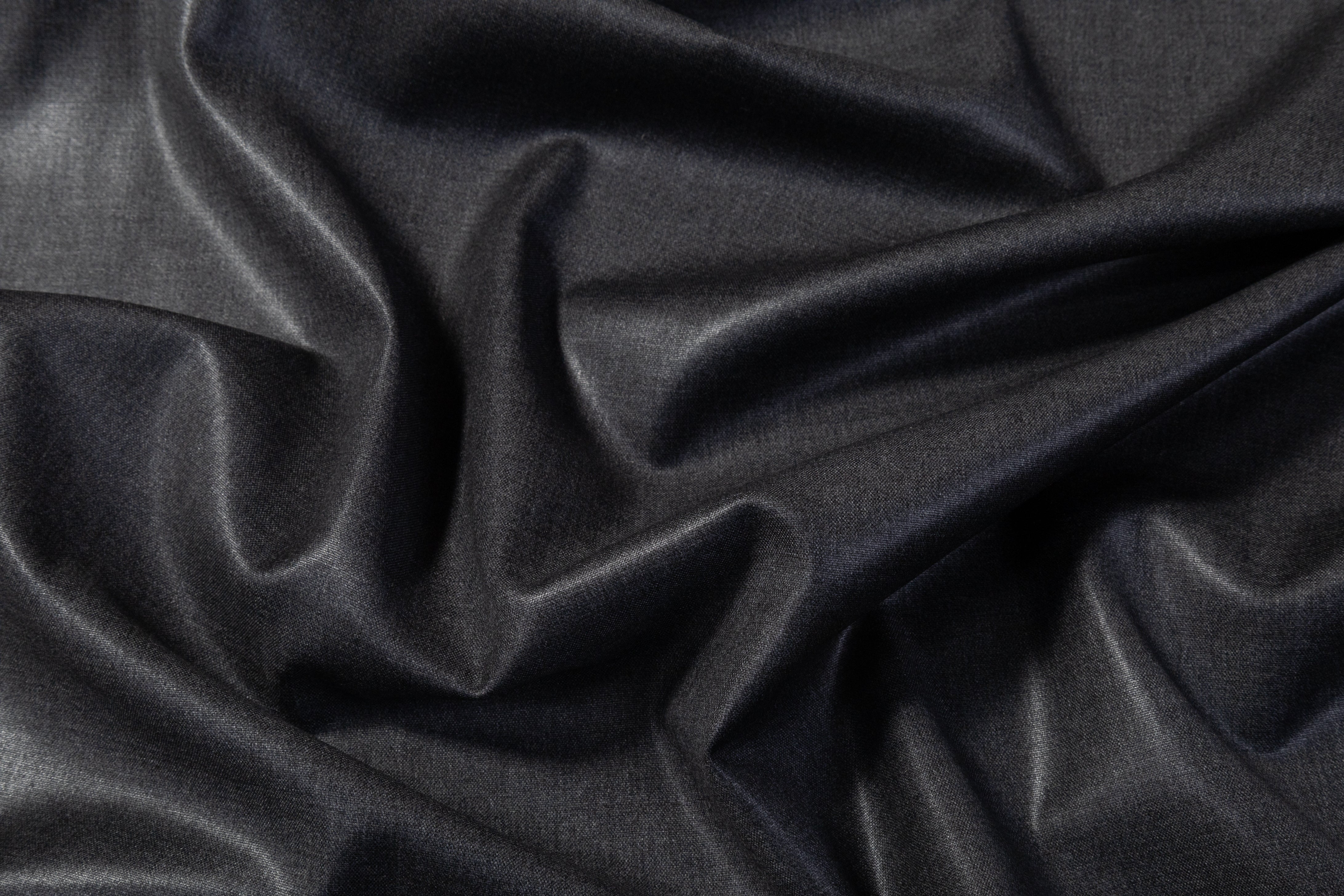 Foil Laminated Italian Wool Suiting - Charcoal Gray