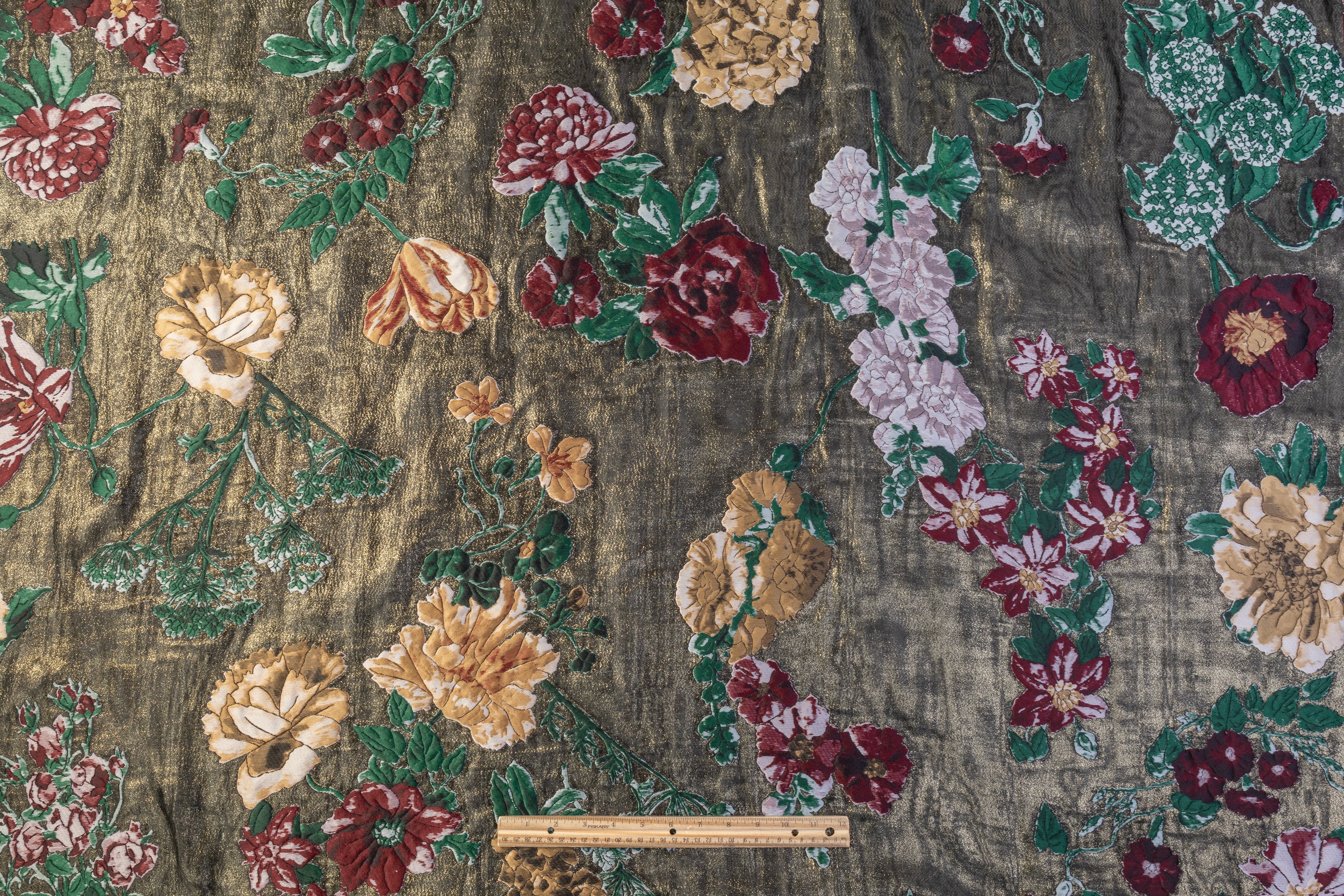 Metallic Italian Silk Blend Double Organza Brocade - Antique Gold