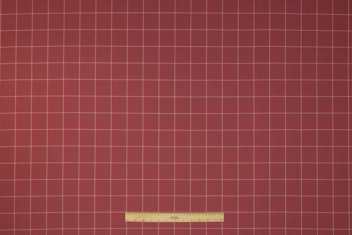 Windowpane Italian Silk and Wool Suiting - Rosy Red