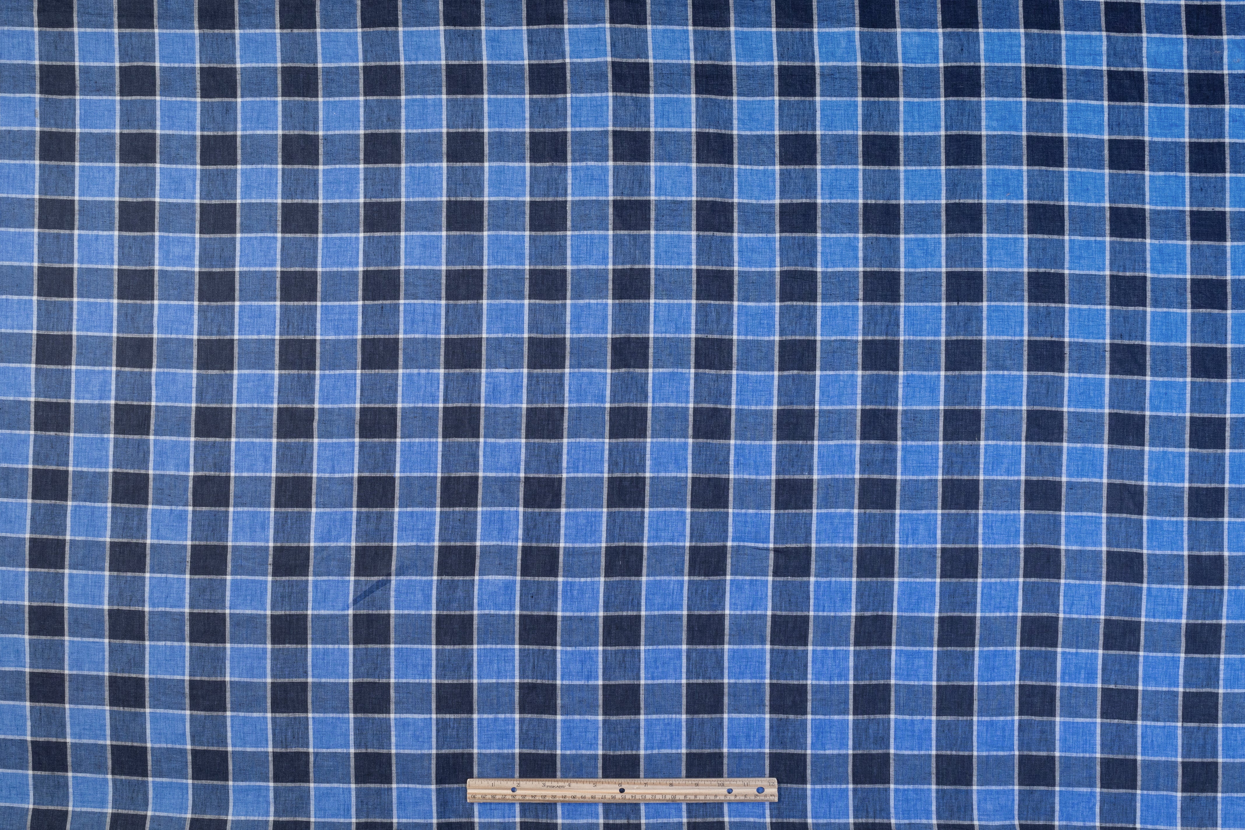 Checked Italian Linen - Blue