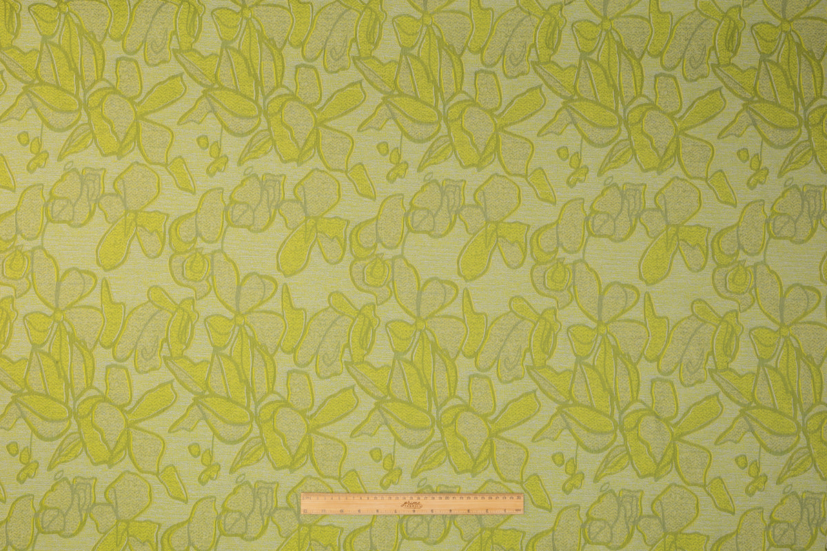 Floral Italian Silk Blend Brocade - Green
