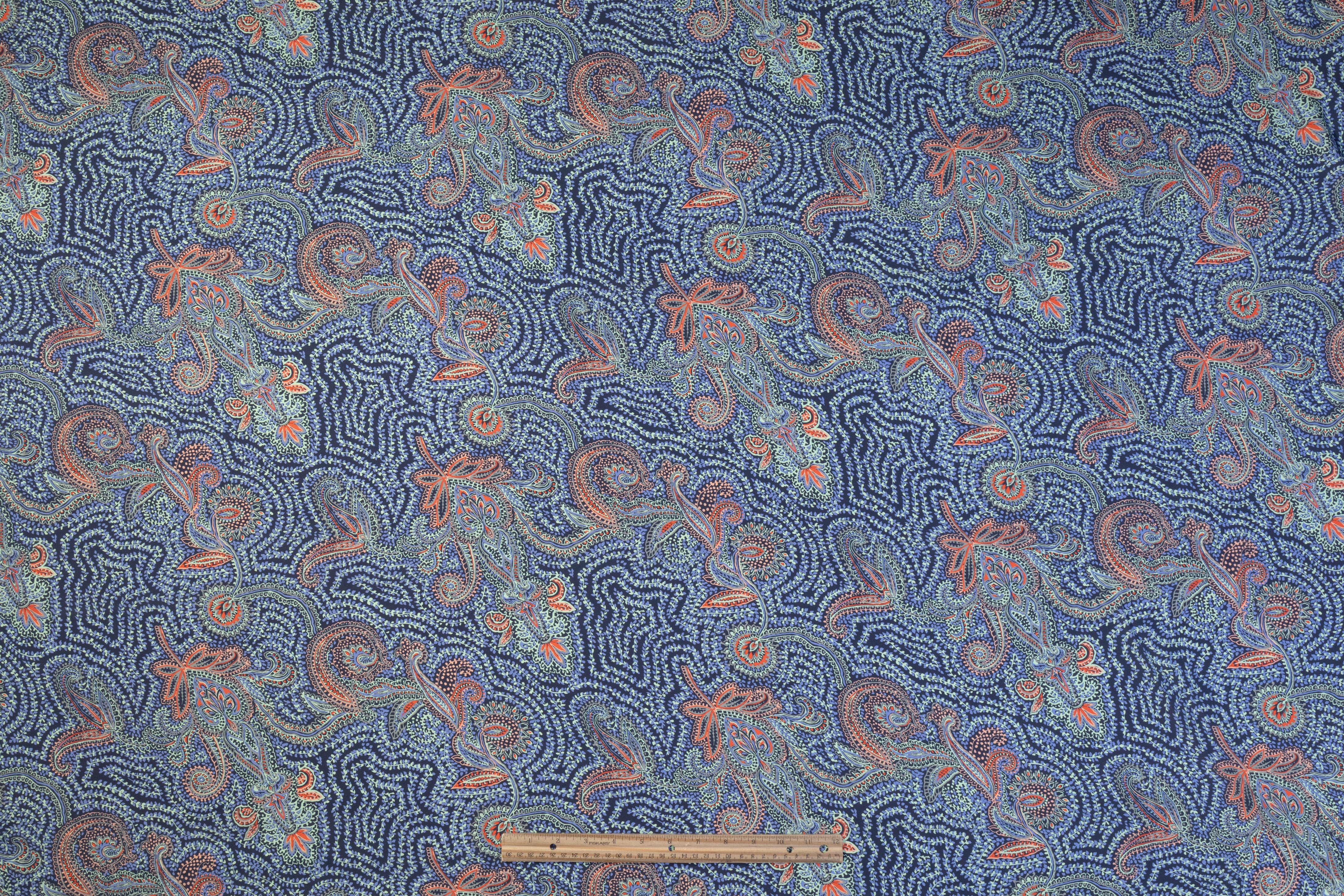 Paisley Floral Silk Charmeuse - Blue