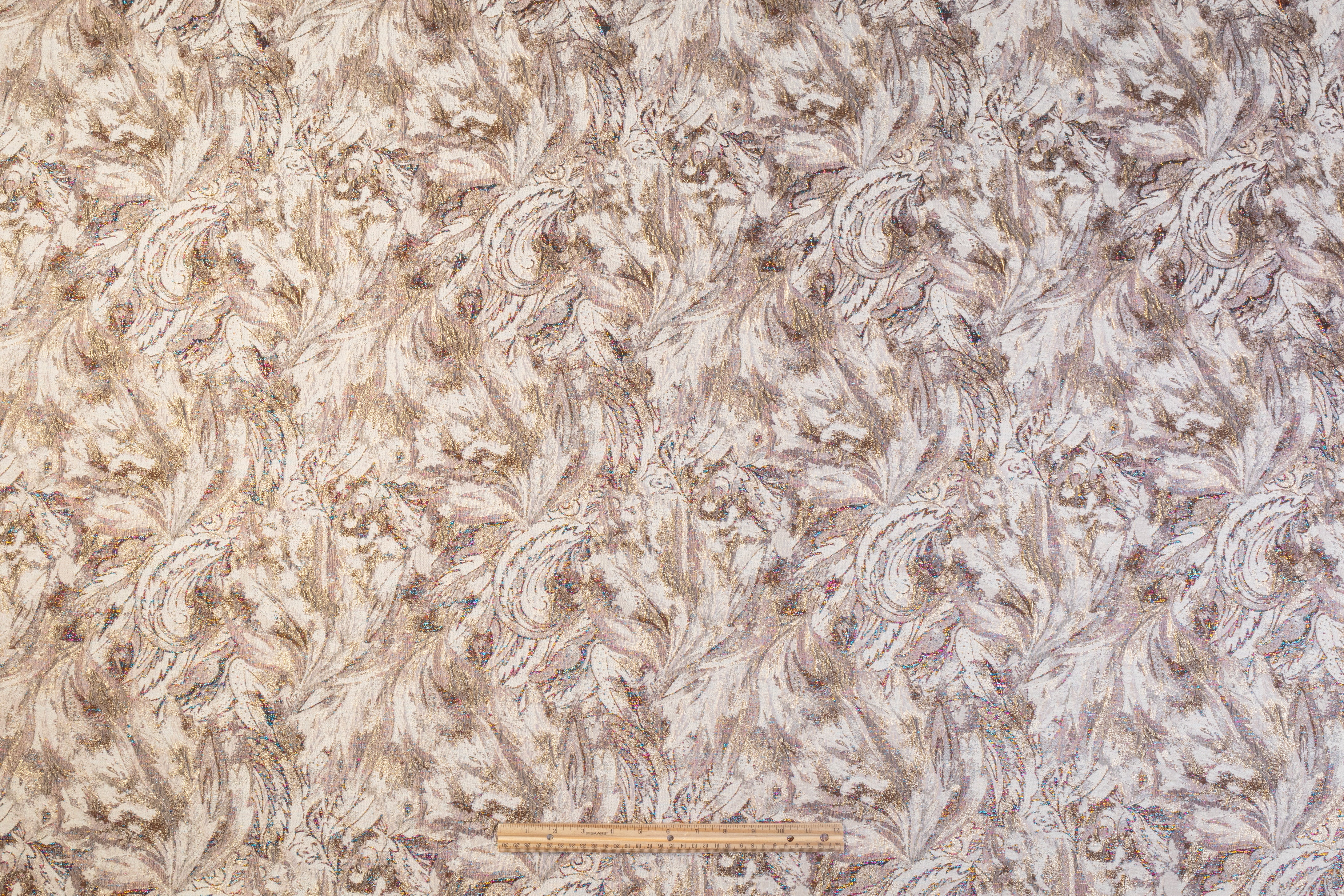 Abstract Paisley Metallic Cloqué Brocade - Beige