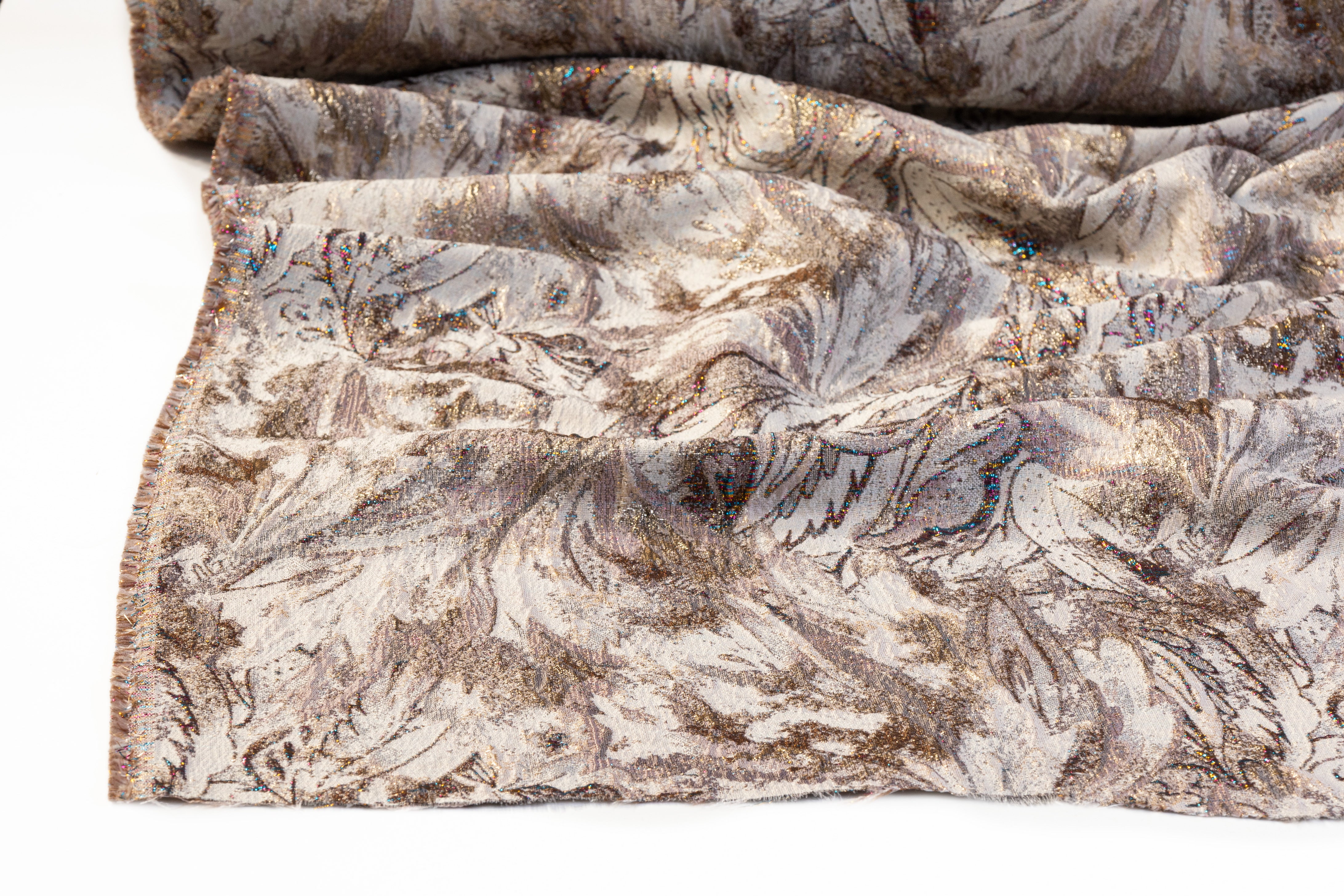 Abstract Paisley Metallic Cloqué Brocade - Beige