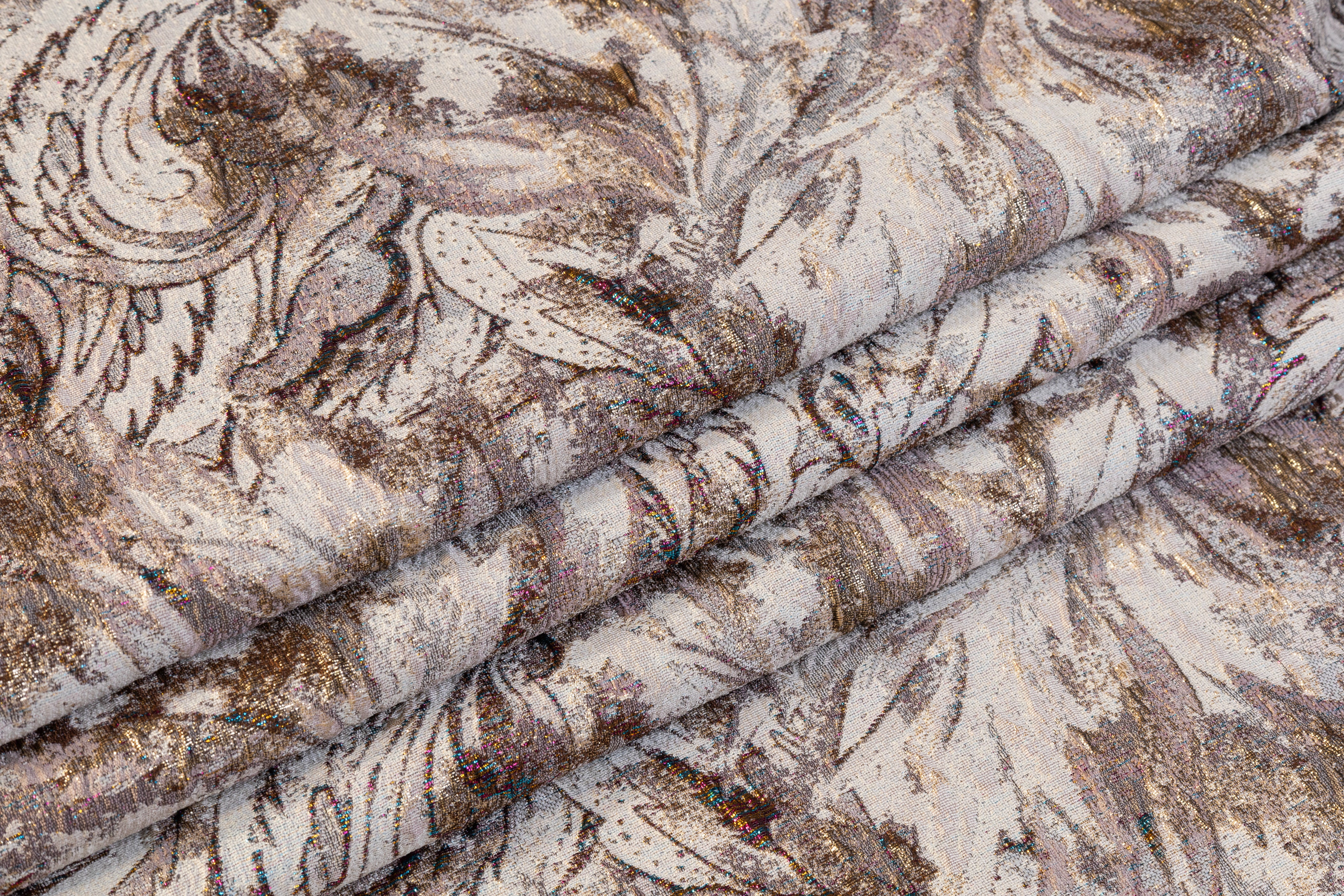 Abstract Paisley Metallic Cloqué Brocade - Beige