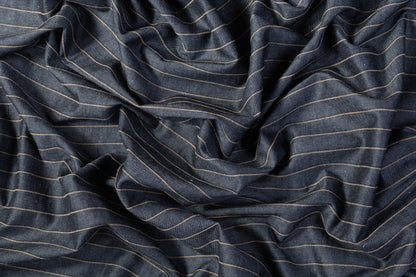 Striped Cotton Denim - Blue Gray / Khaki