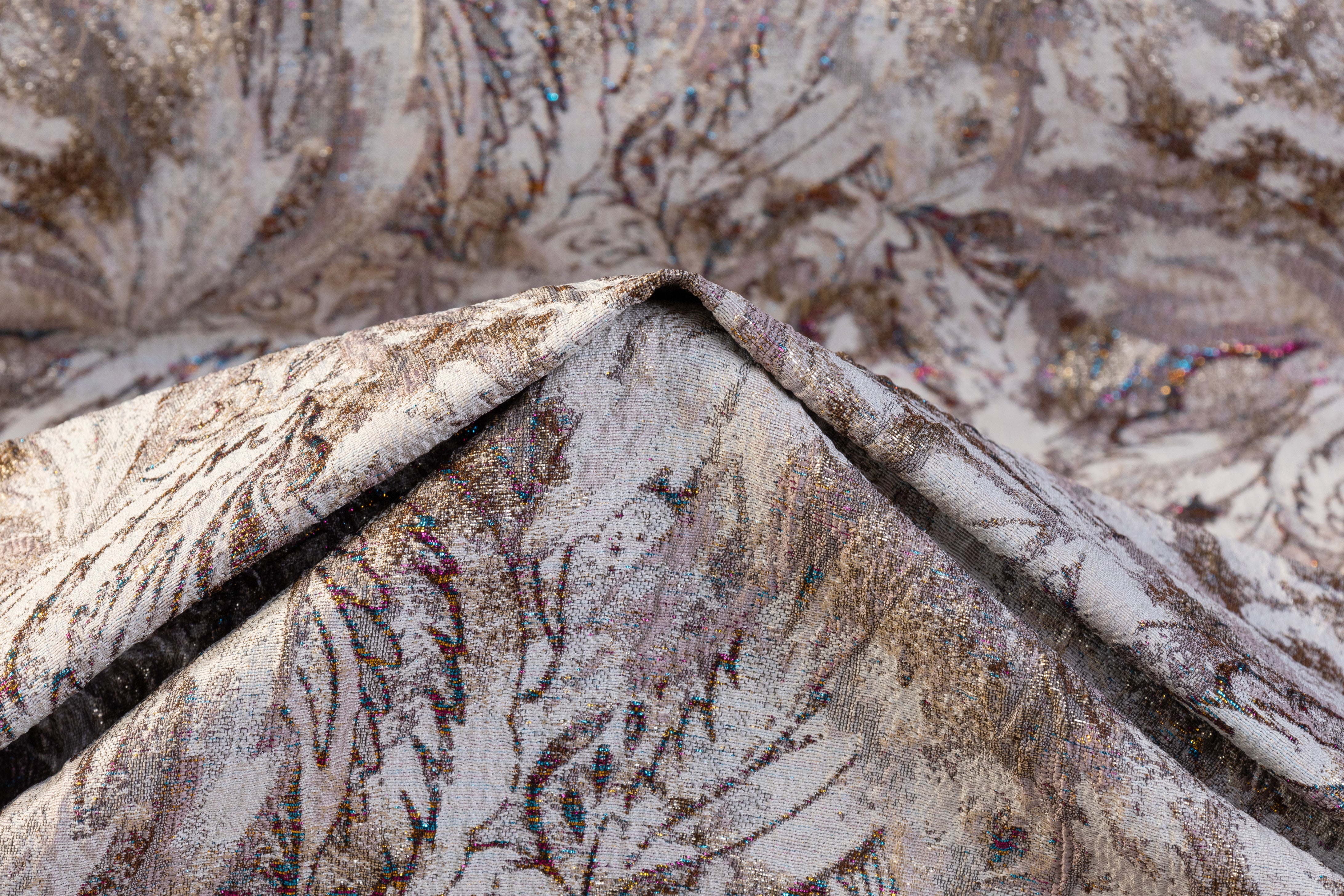 Abstract Paisley Metallic Cloqué Brocade - Beige