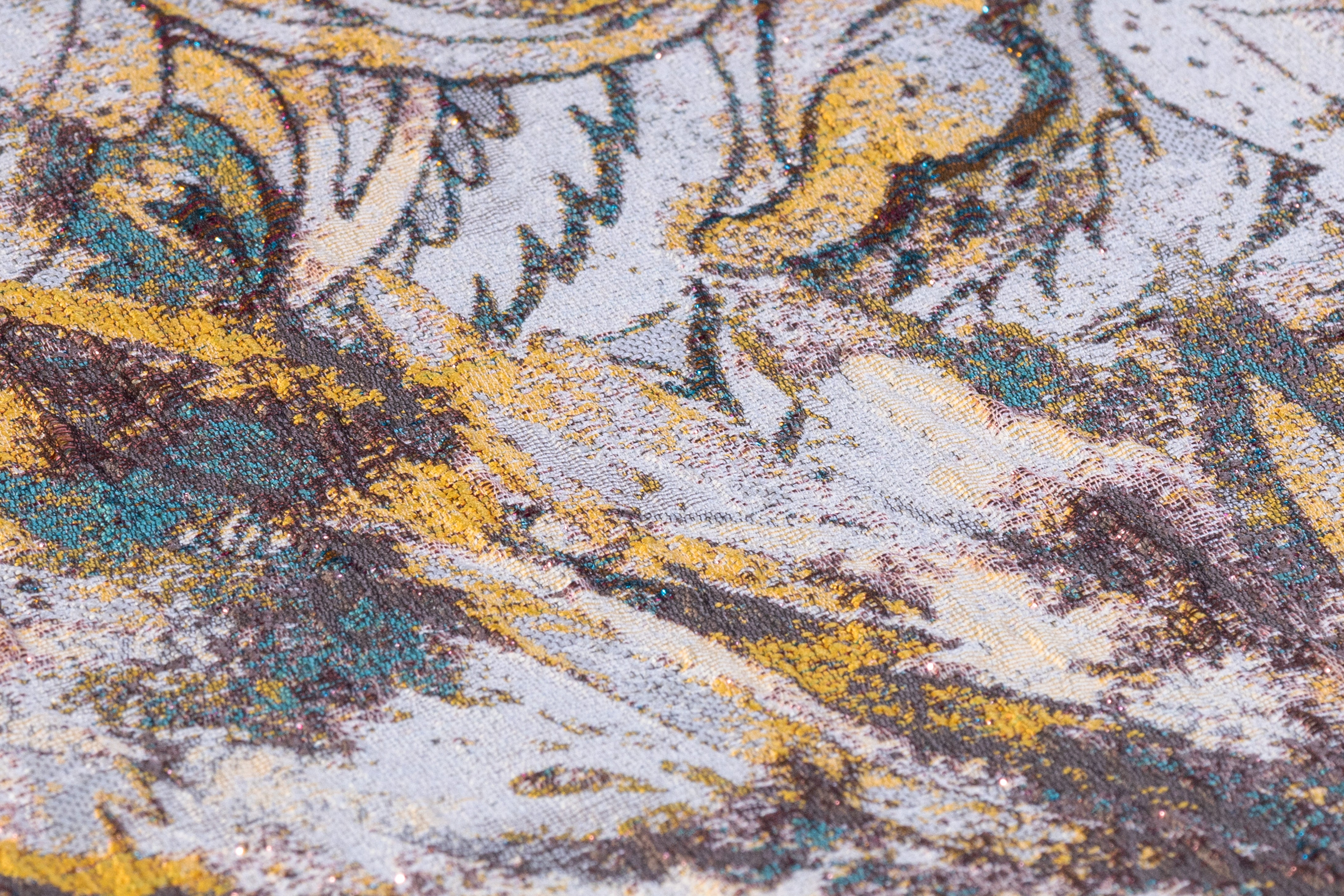 Abstract Paisley Metallic Cloqué Brocade - Yellow / Teal