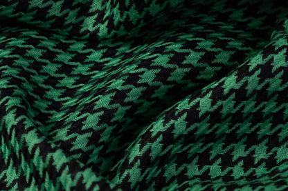 Houndstooth Italian Wool Suiting - Green / Black