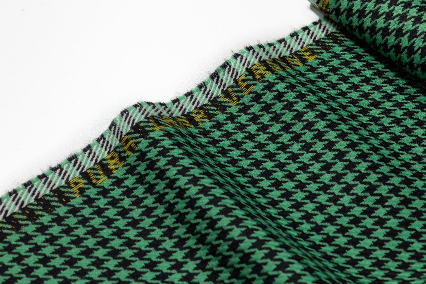 Houndstooth Italian Wool Suiting - Green / Black