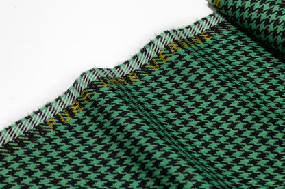 Houndstooth Italian Wool Suiting - Green / Black