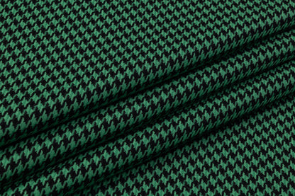 Houndstooth Italian Wool Suiting - Green / Black