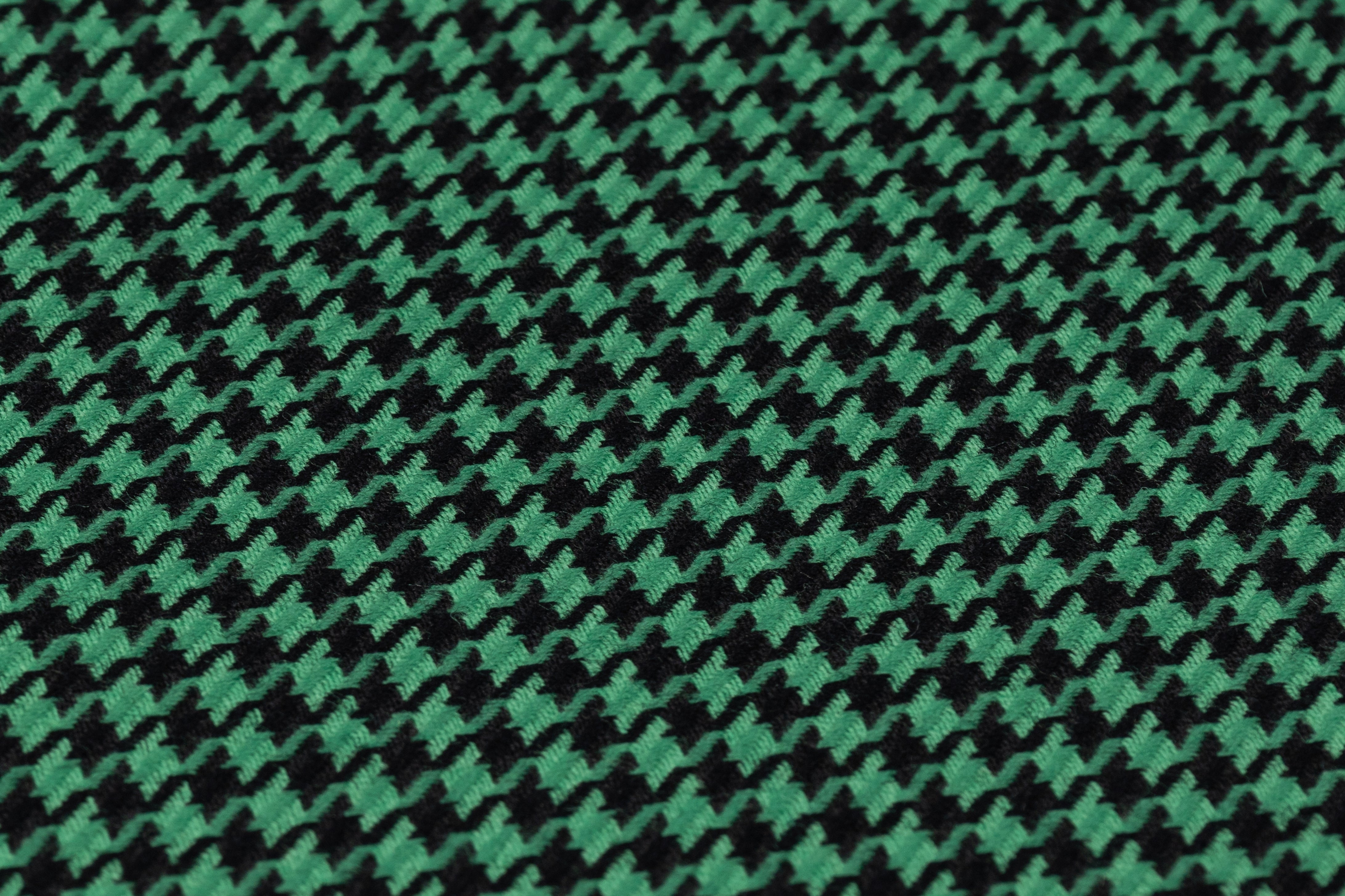 Houndstooth Italian Wool Suiting - Green / Black