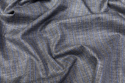 Striped Metallic Italian Poly Viscose Suiting - Gray / Blue