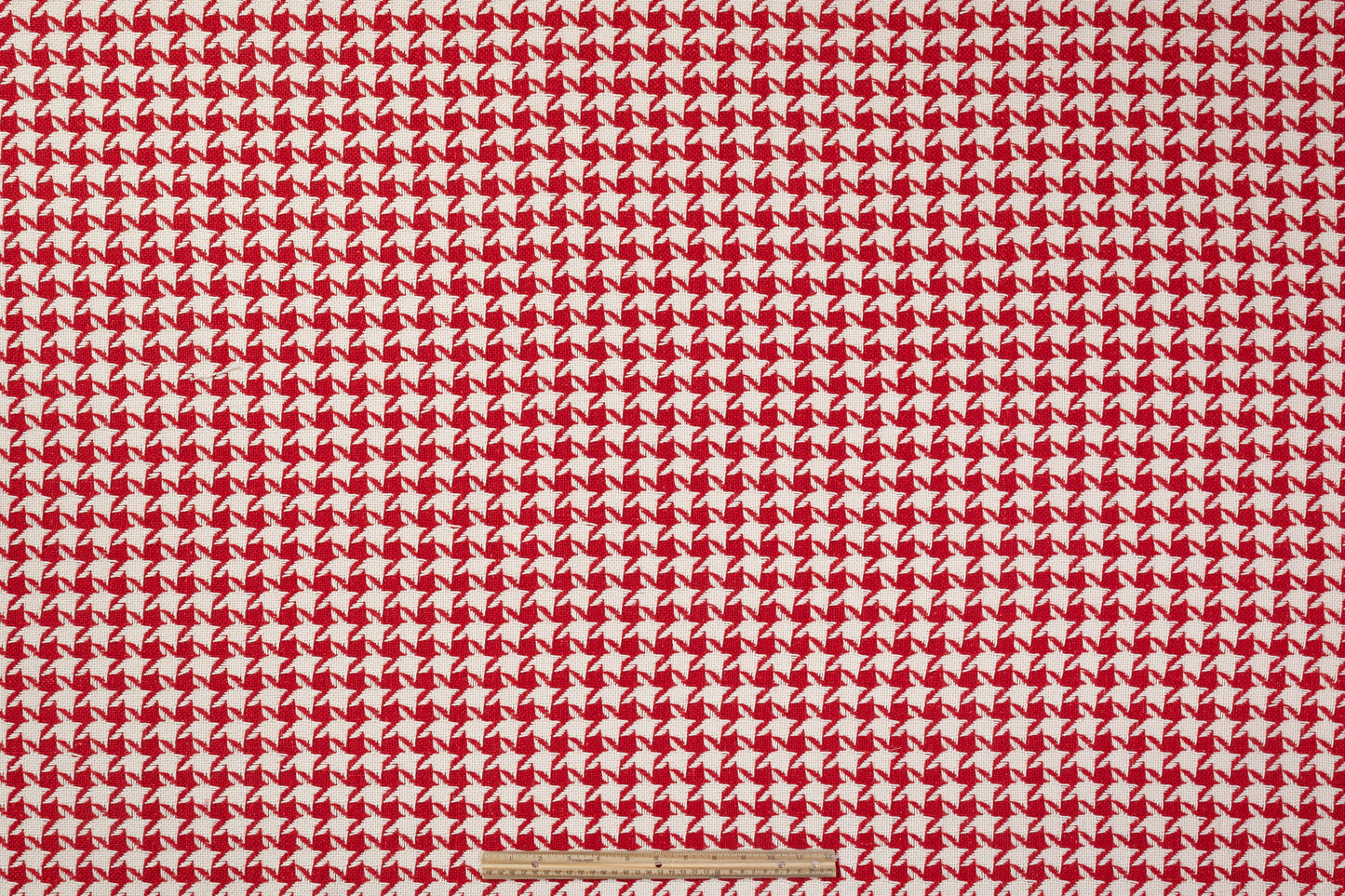Houndstooth Italian Wool Cotton Tweed - Red / White
