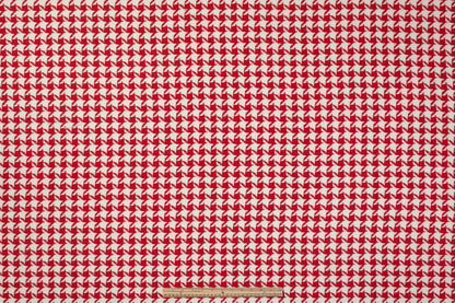 Houndstooth Italian Wool Cotton Tweed - Red / White