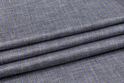 Striped Metallic Italian Poly Viscose Suiting - Gray / Blue