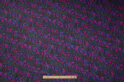 Floral Italian Silk and Wool Challis - Magenta / Blue