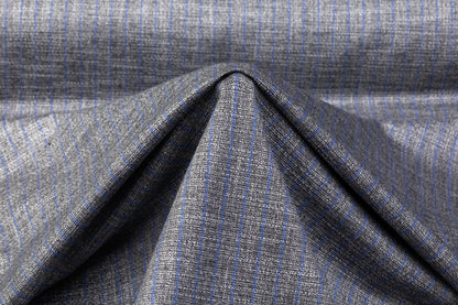 Striped Metallic Italian Poly Viscose Suiting - Gray / Blue