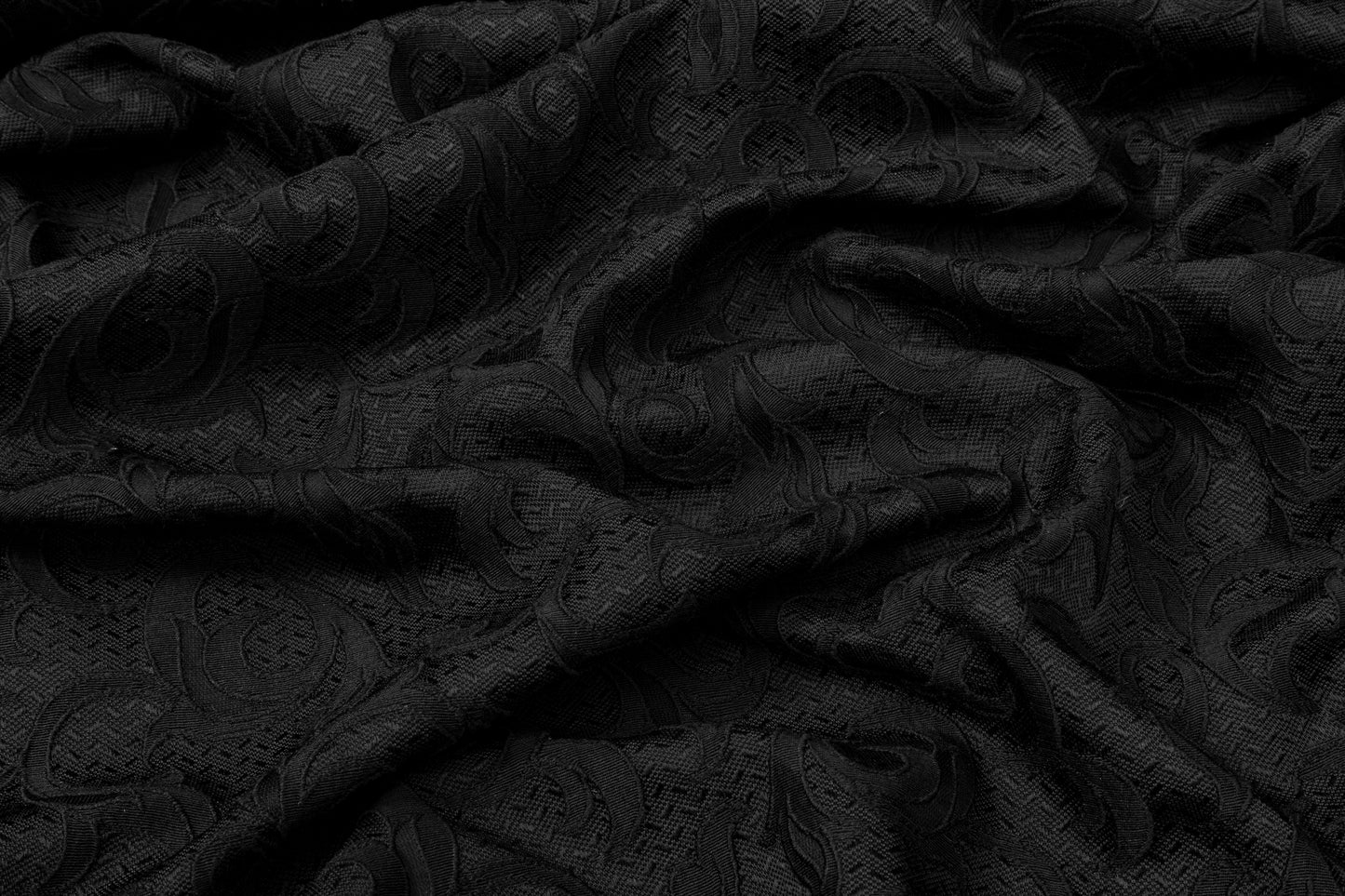 Textured Viscose Blend Brocade - Black