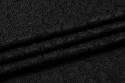 Textured Viscose Blend Brocade - Black