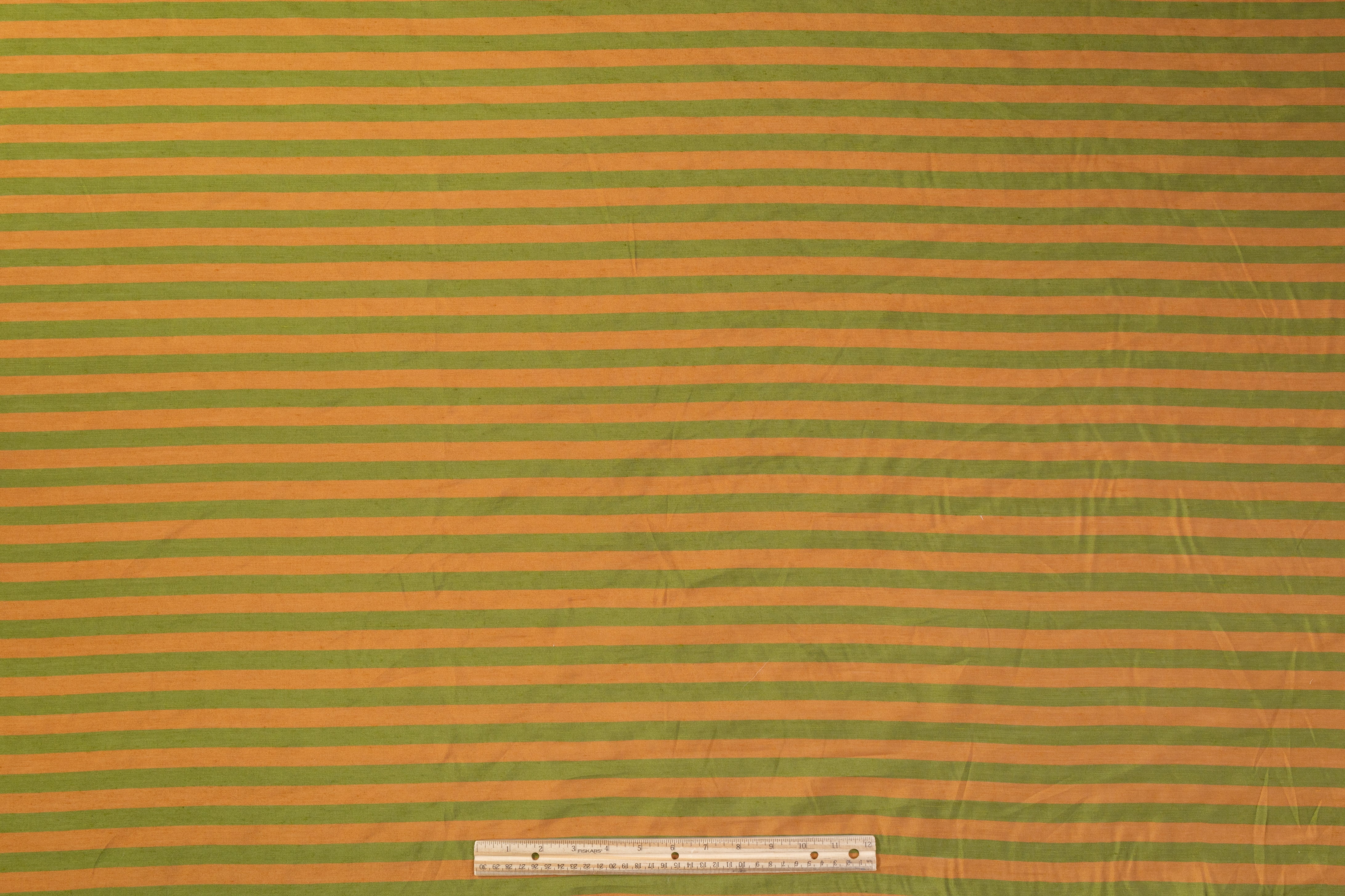 Striped Italian Viscose Linen Blend - Green / Brown