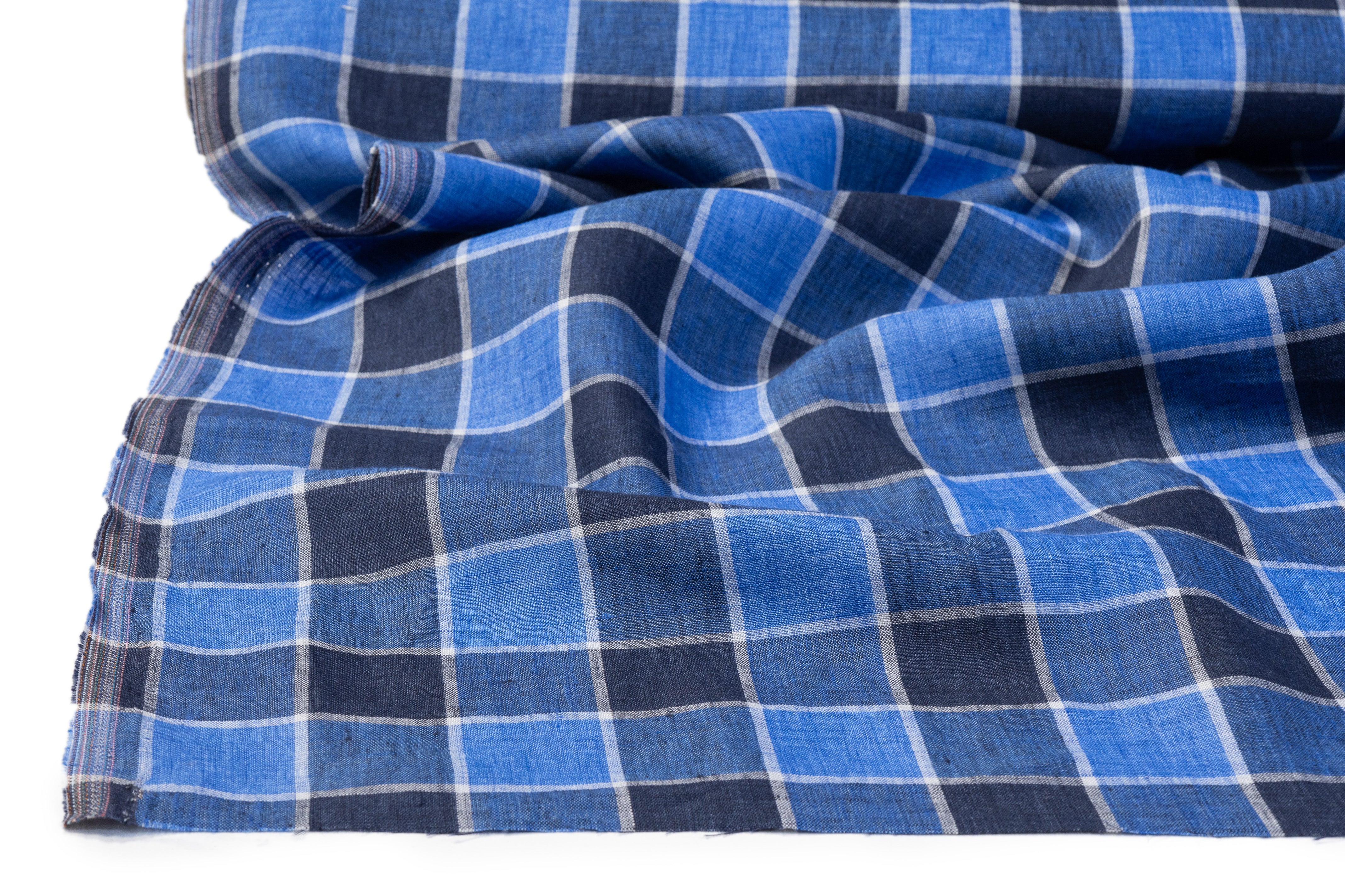 Checked Italian Linen - Blue