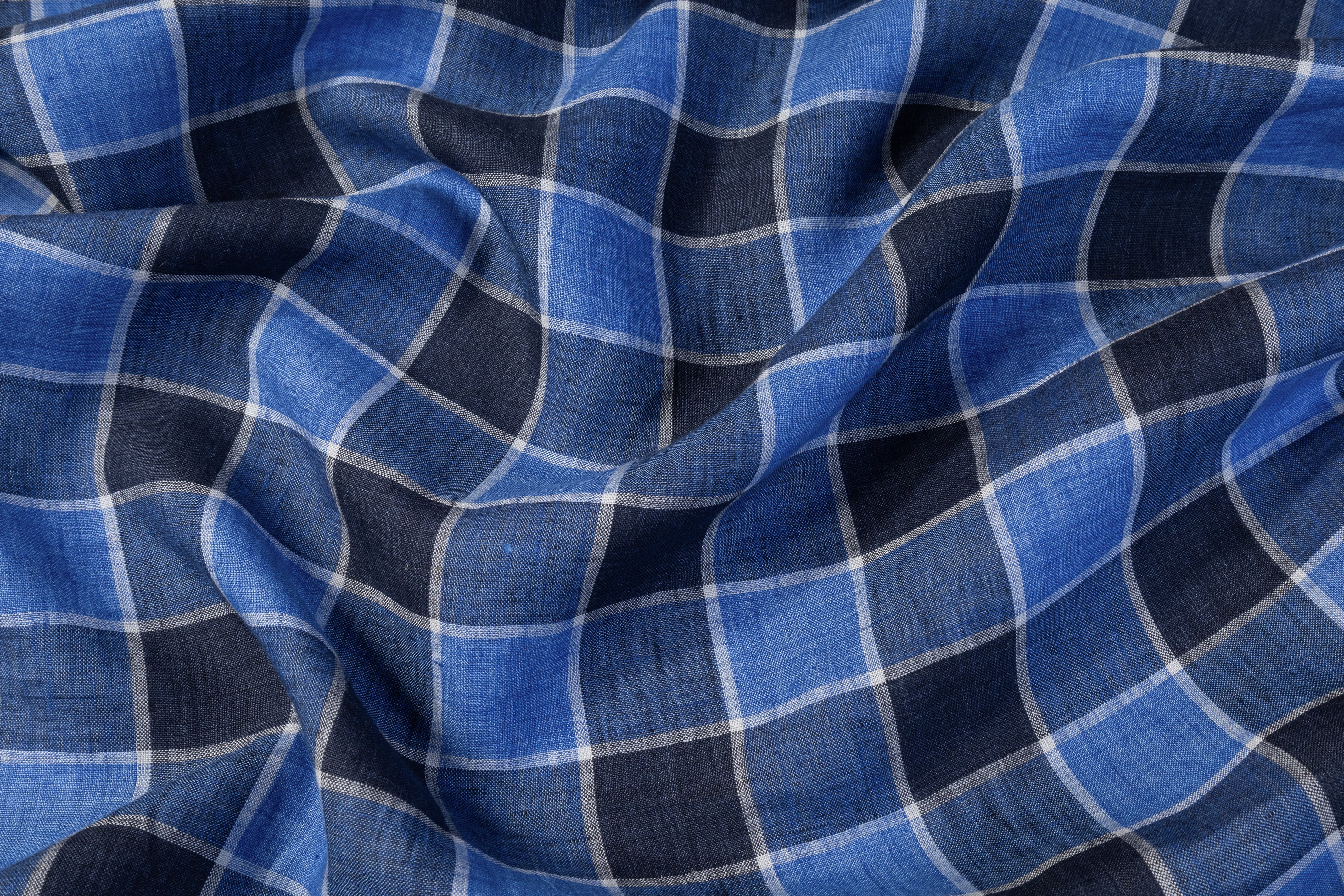 Checked Italian Linen - Blue