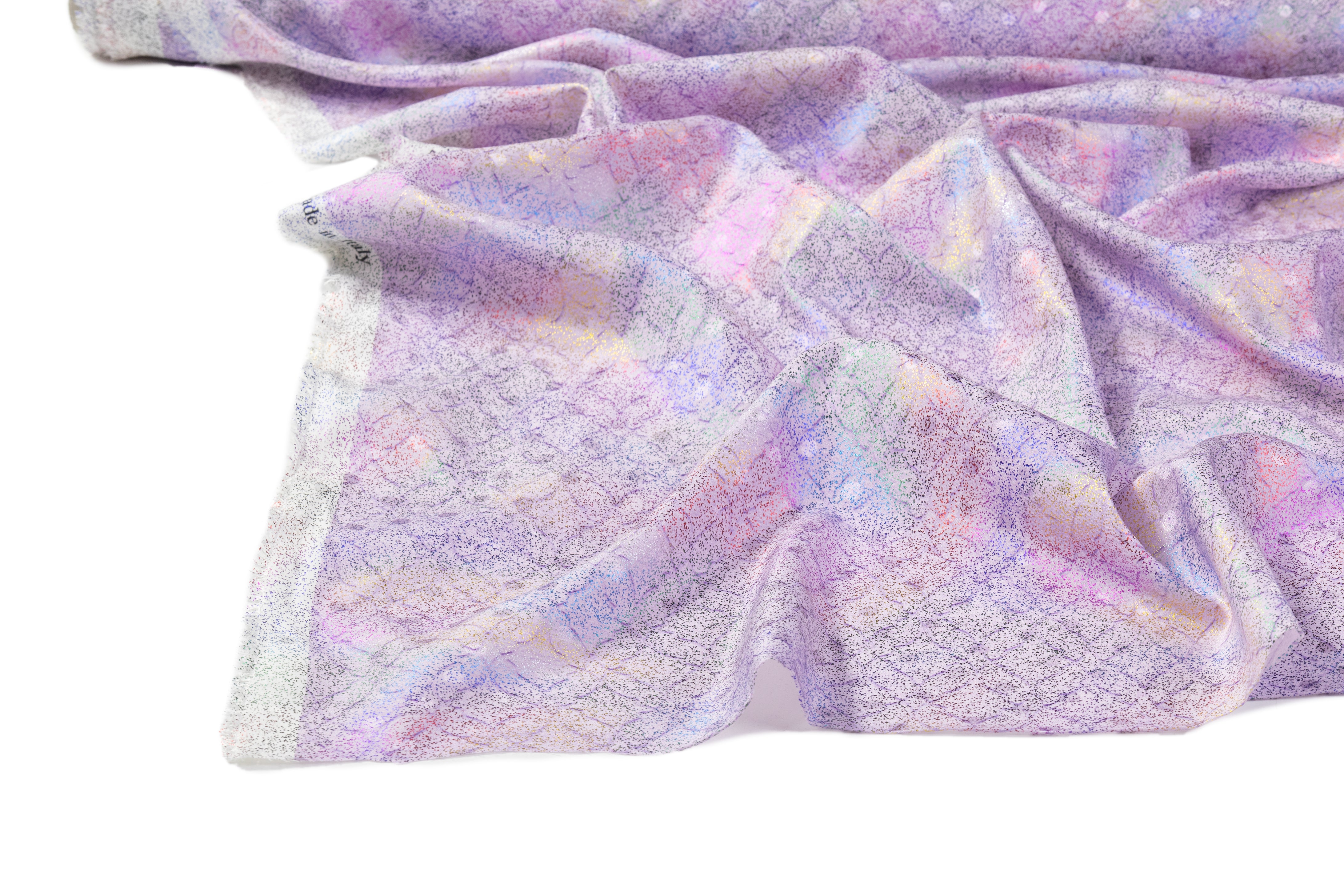 Laminated Italian Silk Jacquard - Lilac / Multicolor