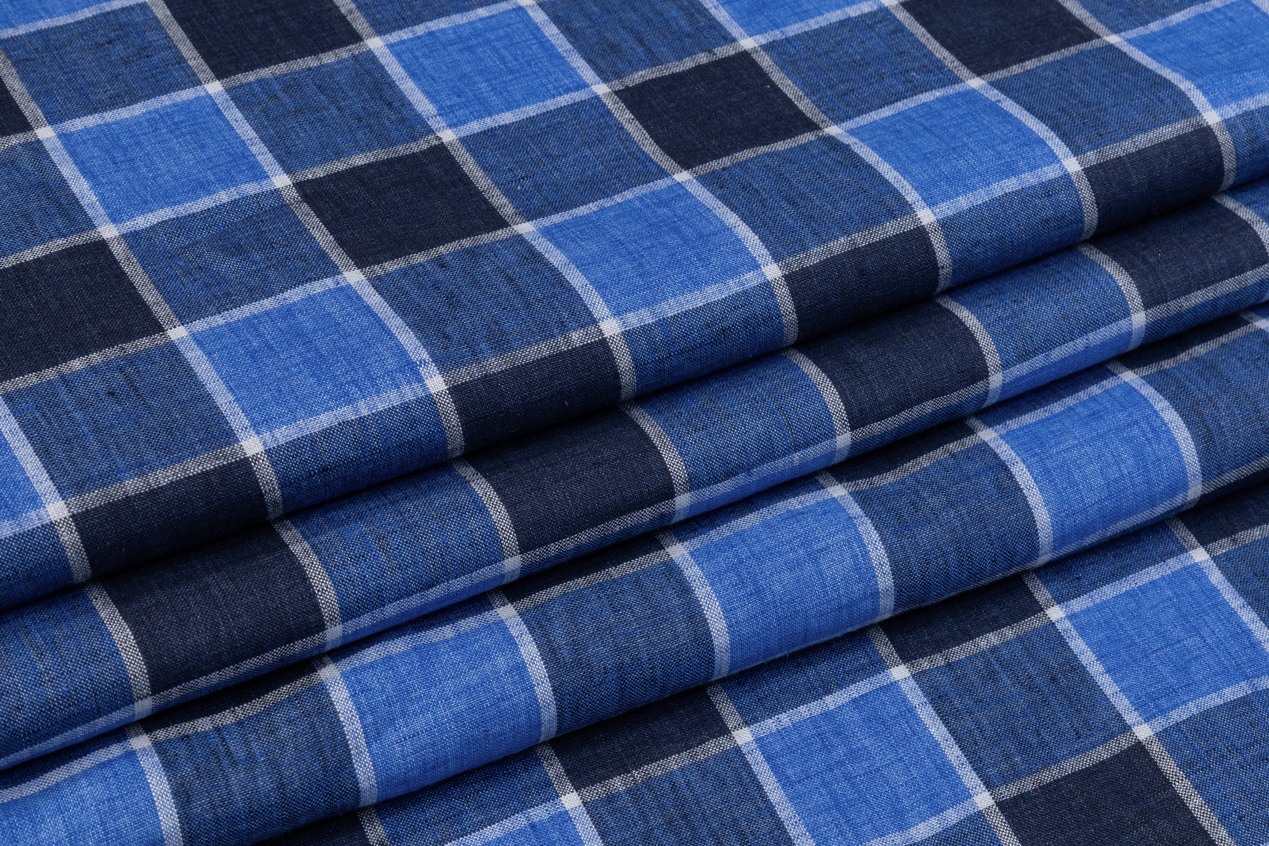 Checked Italian Linen - Blue